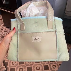 Seafoam Suede and Shearling UGG Handbag